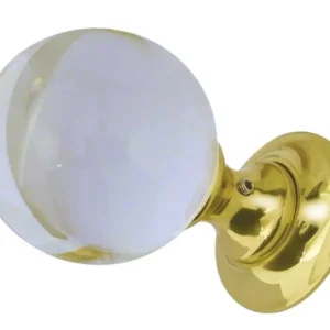 Plain Glass Mortice Door Knob Polished Brass