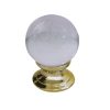 Plain Clear Ball Glass Cupboard Door Knob, Polished Brass