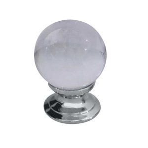 Plain Clear Ball Glass Cupboard Door Knob, Polished Chrome