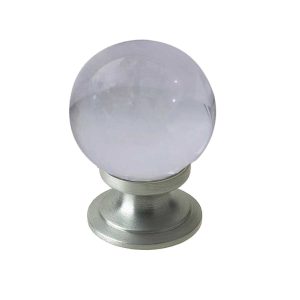 Plain Clear Ball Glass Cupboard Door Knob, Satin Chrome