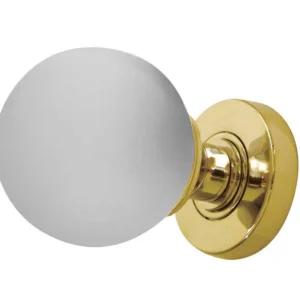 Frosted Ball Glass Mortice Door Knobs Polished Brass