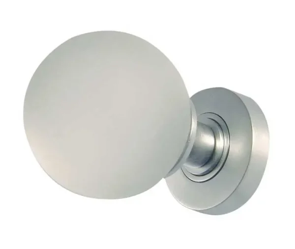 Frosted Ball Glass Mortice Door Knobs Satin Chrome