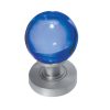 Blue Coloured Plain Ball Glass Mortice Door Knob, Satin Chrome (sold in pairs)