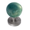 Jade Green Marble Mortice Door Knob, Satin Chrome (sold in pairs)