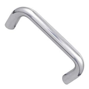 D Shaped Pull Handles (19mm or 22mm Bar Diameter) Bolt Through Fixing, Polished Stainless Steel