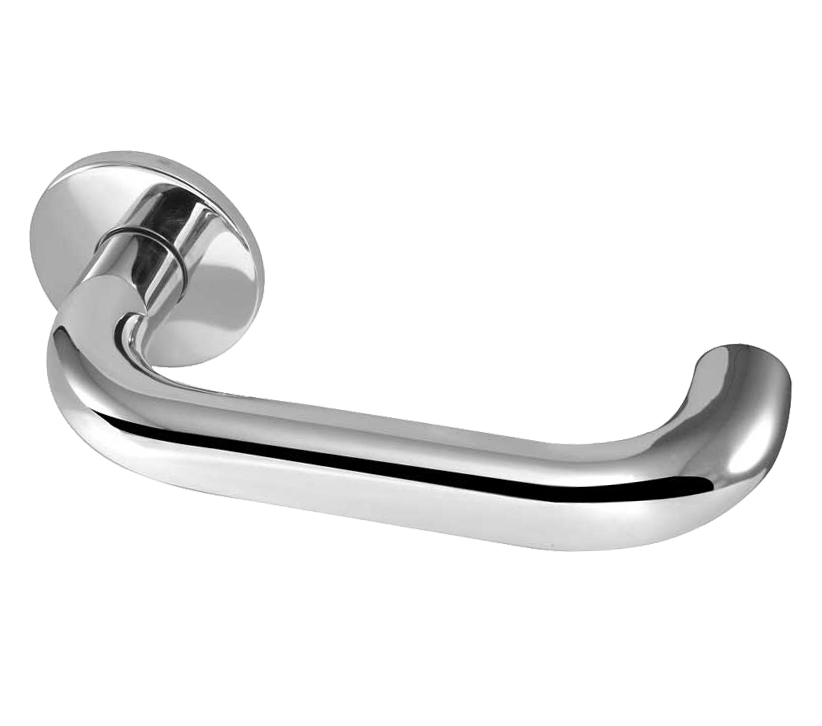 Frelan Hardware Orbit 22Mm Door Handles On Round Rose, Polished Stainless Steel (Sold In Pairs)