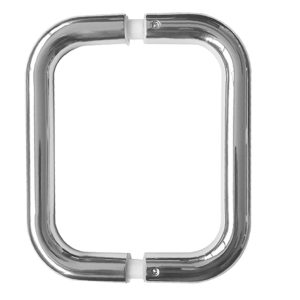 D Shaped Pull Handles (19mm or 22mm Bar Diameter) Back To Back Fixing, Polished Stainless Steel (sold in pairs)