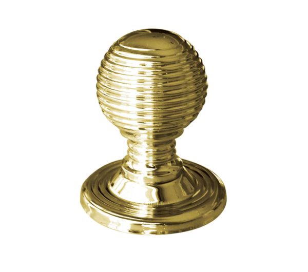 Reeded Cupboard Knob (22mm OR 28mm), Polished Brass