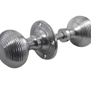 Reeded Rim Door Knob Satin Chrome