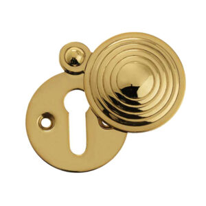 Frelan Hardware Standard Profile Reeded Covered Escutcheon, Polished Brass