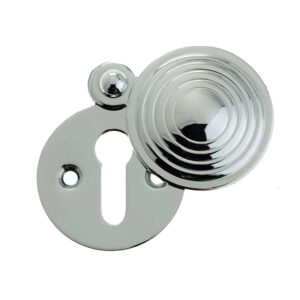 Frelan Hardware Standard Profile Reeded Covered Escutcheon, Polished Chrome