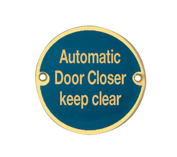 Frelan Hardware Automatic Door Closer Keep Clear (75Mm Diameter), Polished Brass