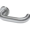 Orbit 22mm Door Handles On Round Rose, Satin Stainless Steel (sold in pairs)