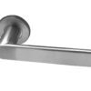 Frelan Hardware Sandrine Door Handles On Round Rose, Satin Stainless Steel (Sold In Pairs)