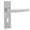 Luma Door Handles On Backplate, Satin Stainless Steel (sold in pairs)