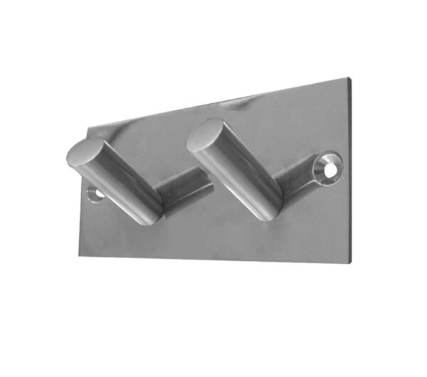 Frelan Hardware Double Robe Hook On Backplate, Satin Stainless Steel