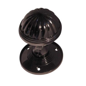 Frelan Hardware Fluted Mortice Door Knob, Polished Black Nickel (Sold In Pairs)