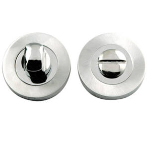 Frelan Hardware Bathroom Turn & Release (50Mm X 10Mm), Dual Finish Polished Chrome & Satin Chrome