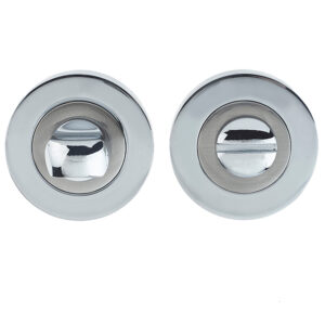 Frelan Hardware Bathroom Turn & Release (50Mm X 10Mm), Dual Finish Polished Chrome & Satin Nickel