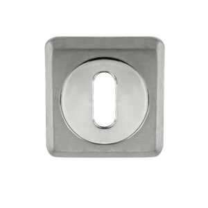 Frelan Hardware Standard Profile Square Escutcheon, Dual Finish Polished Chrome & Satin Chrome