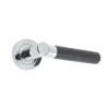 Ascot Door Handle On Rose Black Leather/Polished Chrome