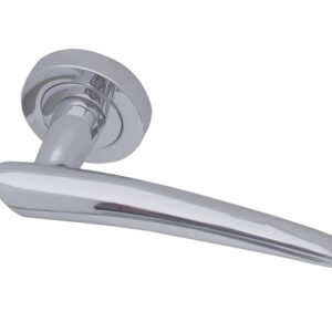 Frelan Hardware Paja Horn Door Handles On Round Rose, Polished Chrome (Sold In Pairs)