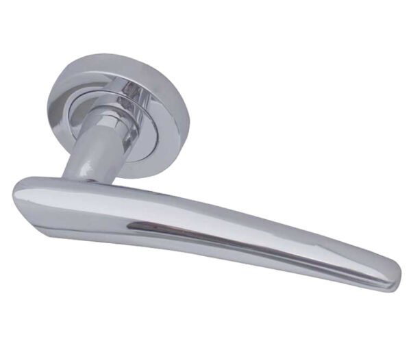 Frelan Hardware Paja Horn Door Handles On Round Rose, Polished Chrome (Sold In Pairs)