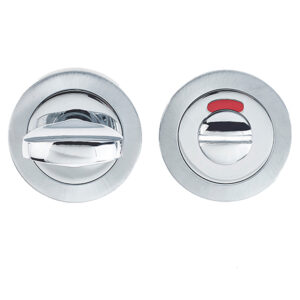 Frelan Hardware Bathroom Turn & Release With Indicator (50Mm X 10Mm), Dual Finish Polished Chrome & Satin Chrome