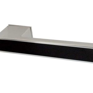 Reguitti Ebony Door Handles On Square Rose, Satin Chrome (sold in pairs)