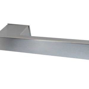 Reguitti Minimal Door Handles On Square Rose, Satin Chrome (sold in pairs)