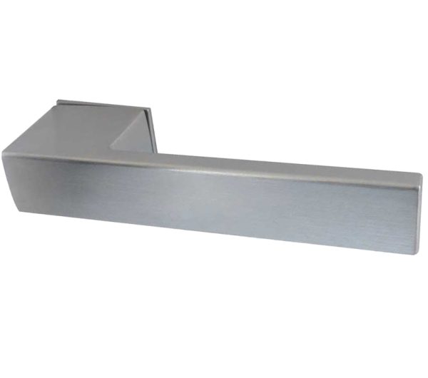 Reguitti Minimal Door Handles On Square Rose, Satin Chrome (sold in pairs)