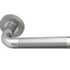 Twin Door Handle On Rose Polished Chrome/Satin Chrome