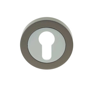 Frelan Hardware Euro Profile Escutcheon, Dual Finish Polished Chrome & Black Nickel