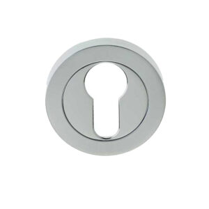 Frelan Hardware Euro Profile Escutcheon, Dual Finish Polished Chrome & Satin Chrome