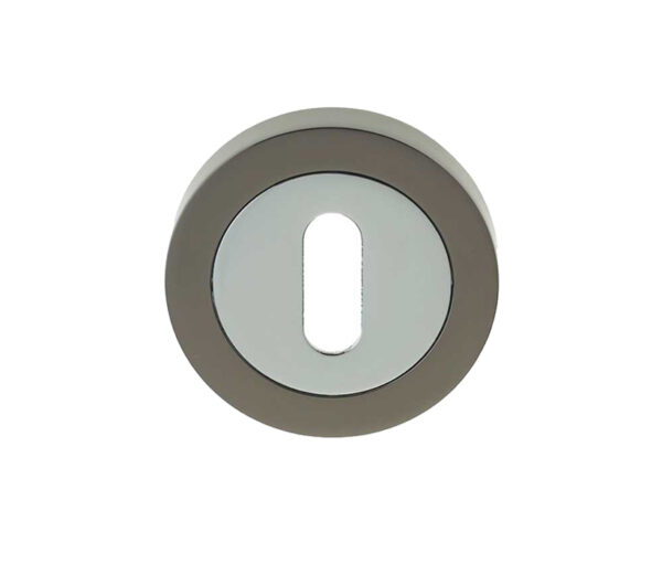 Frelan Hardware Standard Profile Escutcheon, Dual Finish Polished Chrome & Black Nickel