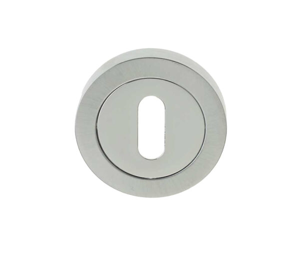 Frelan Hardware Standard Profile Escutcheon, Dual Finish Polished Chrome & Satin Chrome