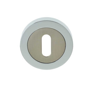 Frelan Hardware Standard Profile Escutcheon, Dual Finish Polished Chrome & Satin Nickel