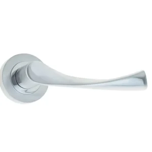 Twirl Door Handle On Rose Polished Chrome/Satin Chrome