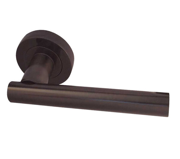 Frelan Hardware Petra Door Handles On Round Rose, Dark Bronze (Sold In Pairs)