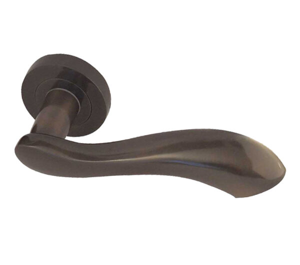 Frelan Hardware Gamma Door Handles On Round Rose, Dark Bronze (Sold In Pairs)