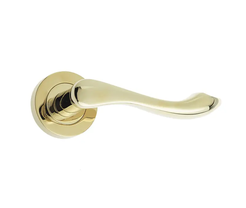 Gamma Door Handle On Rose Pvd Brass