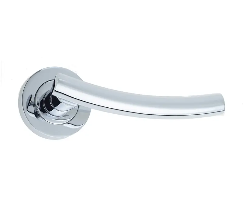 Curve Door Handle On Rose Polished Chrome