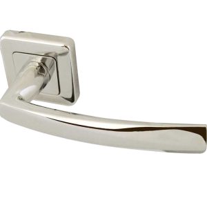 Mariani Baleno Door Handles On Square Rose, Polished Chrome (sold in pairs)