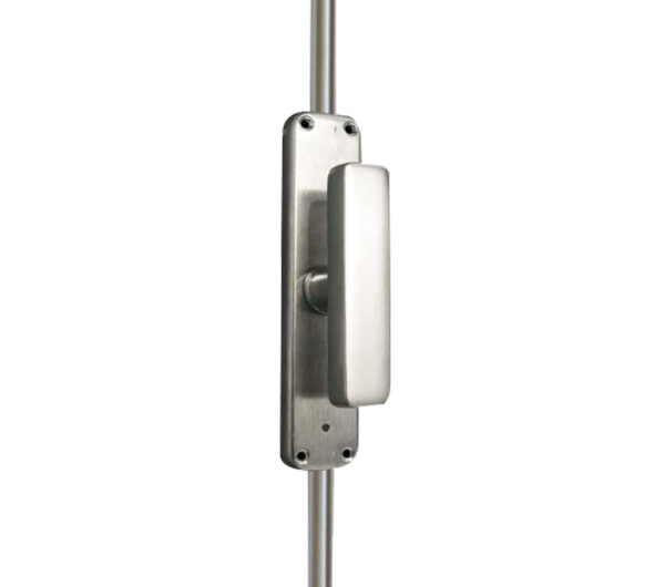 Frelan Hardware Locking Espagnolette Bolt With Square Handle, Satin Chrome