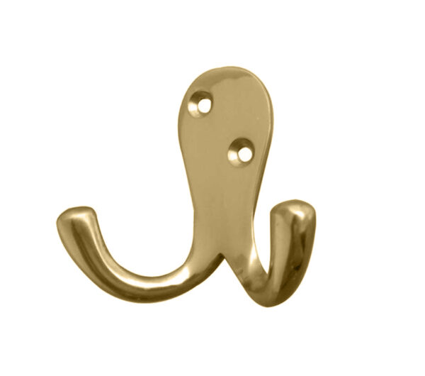 Frelan Hardware Double Robe Hook (53Mm X 27Mm), Polished Brass