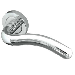 Frelan Hardware Paja Flow Door Handles On Round Rose, Polished Chrome (Sold In Pairs)