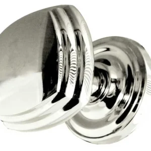 Piazza Mortice Door Knob Polished Chrome On Round Rose