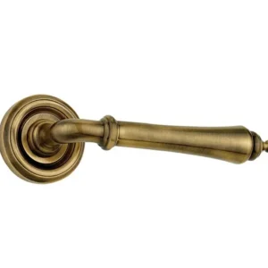 Camille Door Handle On Rose Antique Brass