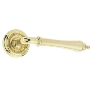 Camille Door Handle On Rose Polished Brass