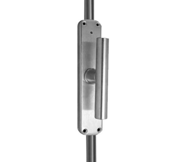 Frelan Hardware Locking Espagnolette Bolt With Cylinder Handle, Satin Chrome